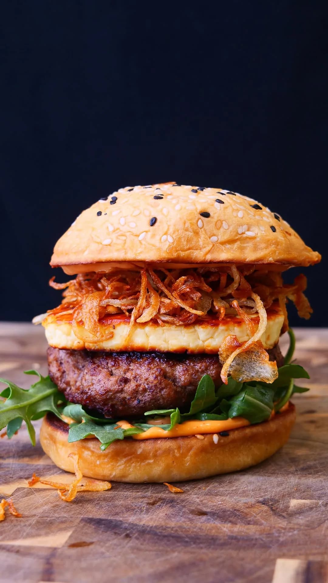 Picture for Lamb Burger with Halloumi, Crispy Onions & Harissa Mayo